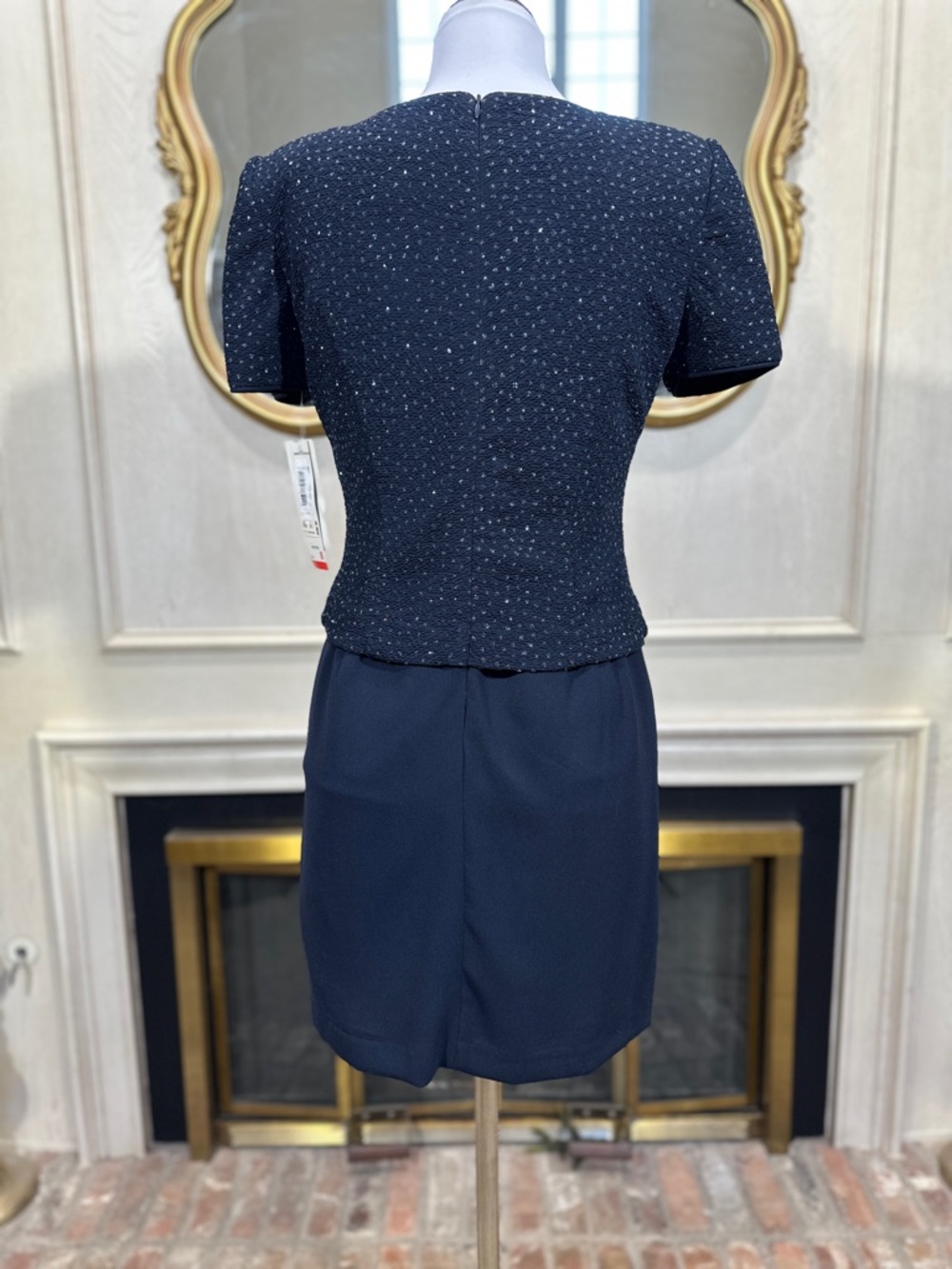 Jessica Howard Dress Size 8 Petite Vintage Navy Sequin Evening 90s Luxe - Picture 5 of 10
